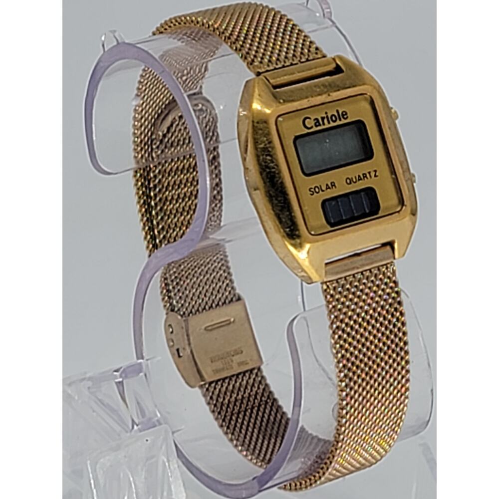 Vintage Cariole Digital LED, LCD Wristwatch Gold Tone Solar Quartz - Picture 6 of 8